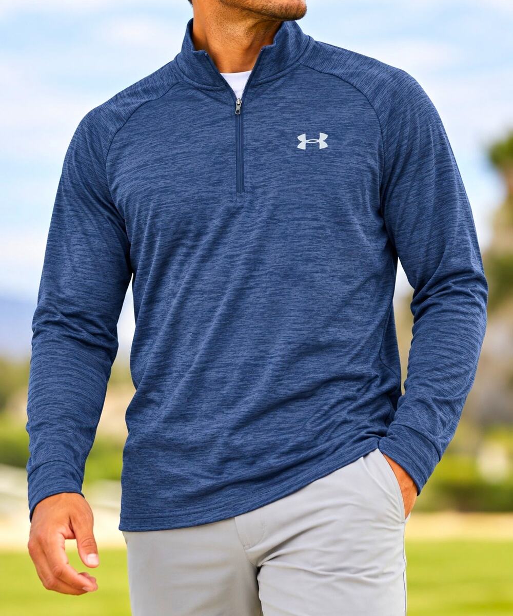 Under Armour HeatGear Men’s 2XL Blue 1/4 Zip Mock Neck Loose Pullover